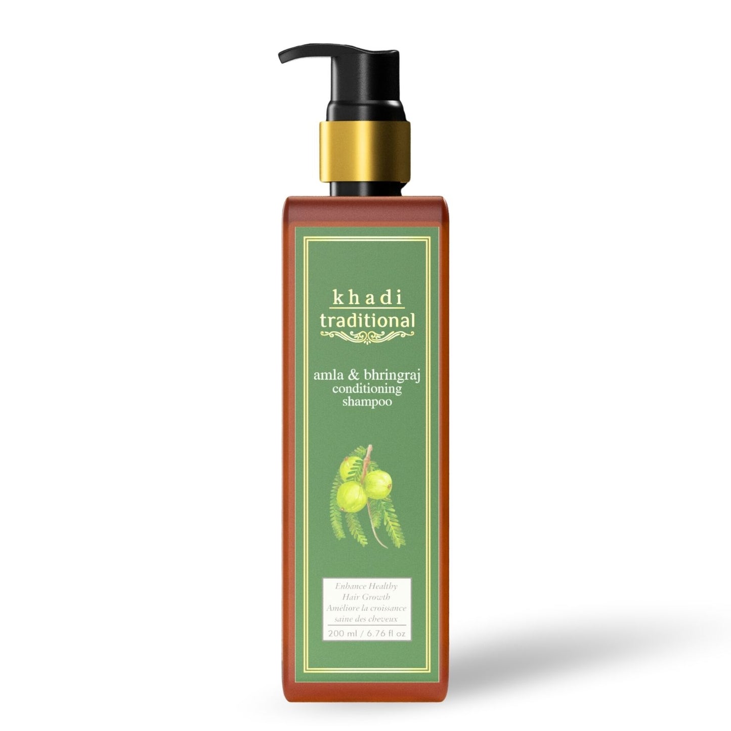 Khadi Traditional Amla & Bhringraj Conditioning Hair Shampoo, Natural Hair Cleanser to Control Dandruff & Hair Fall (SLS & Paraben Free) - 200 ml