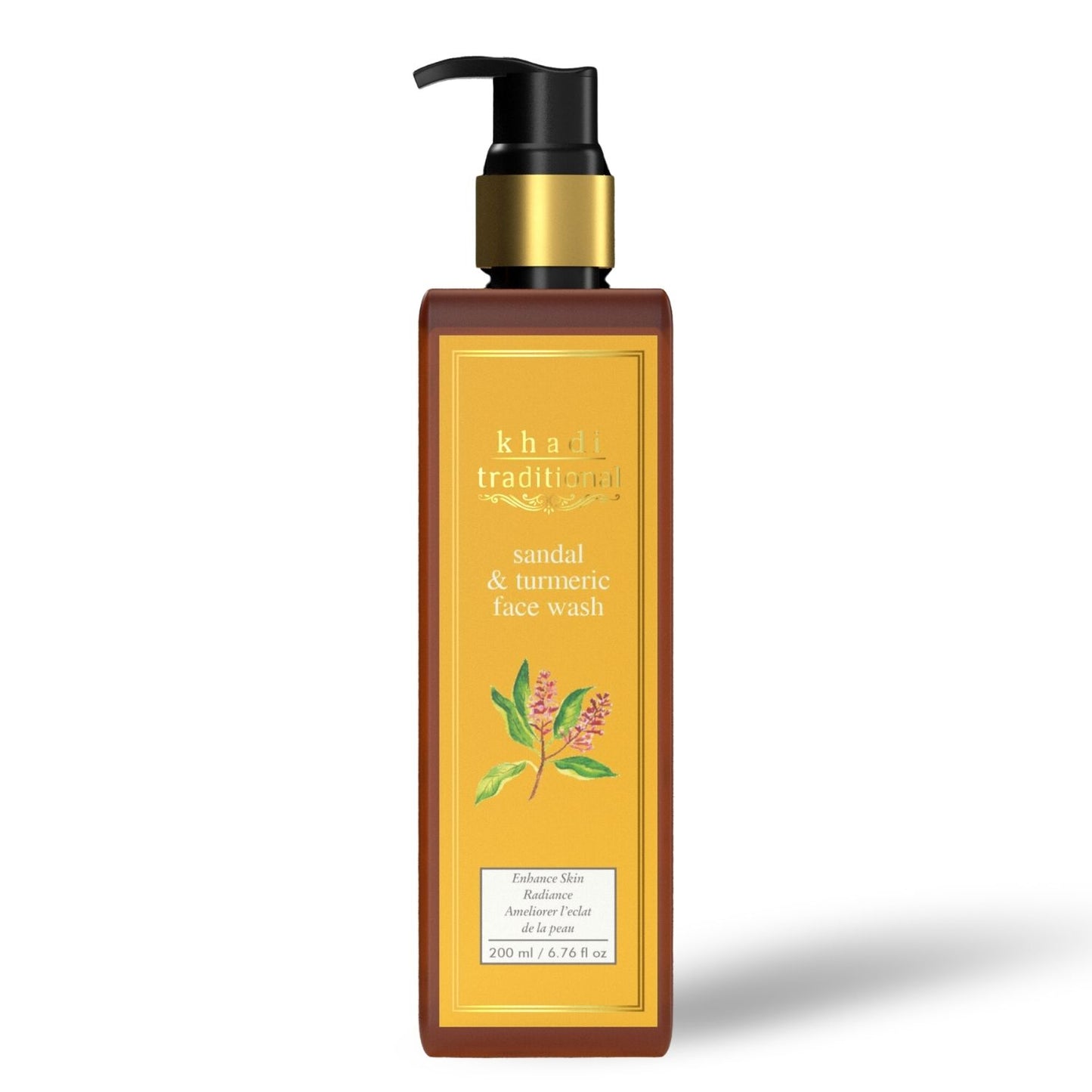 Khadi Traditional Sandalwood & Turmeric Gentle Face Wash for All Skin Types, Natural Face Cleanser for Glowing Skin (SLS & Paraben Free) - 200 ml
