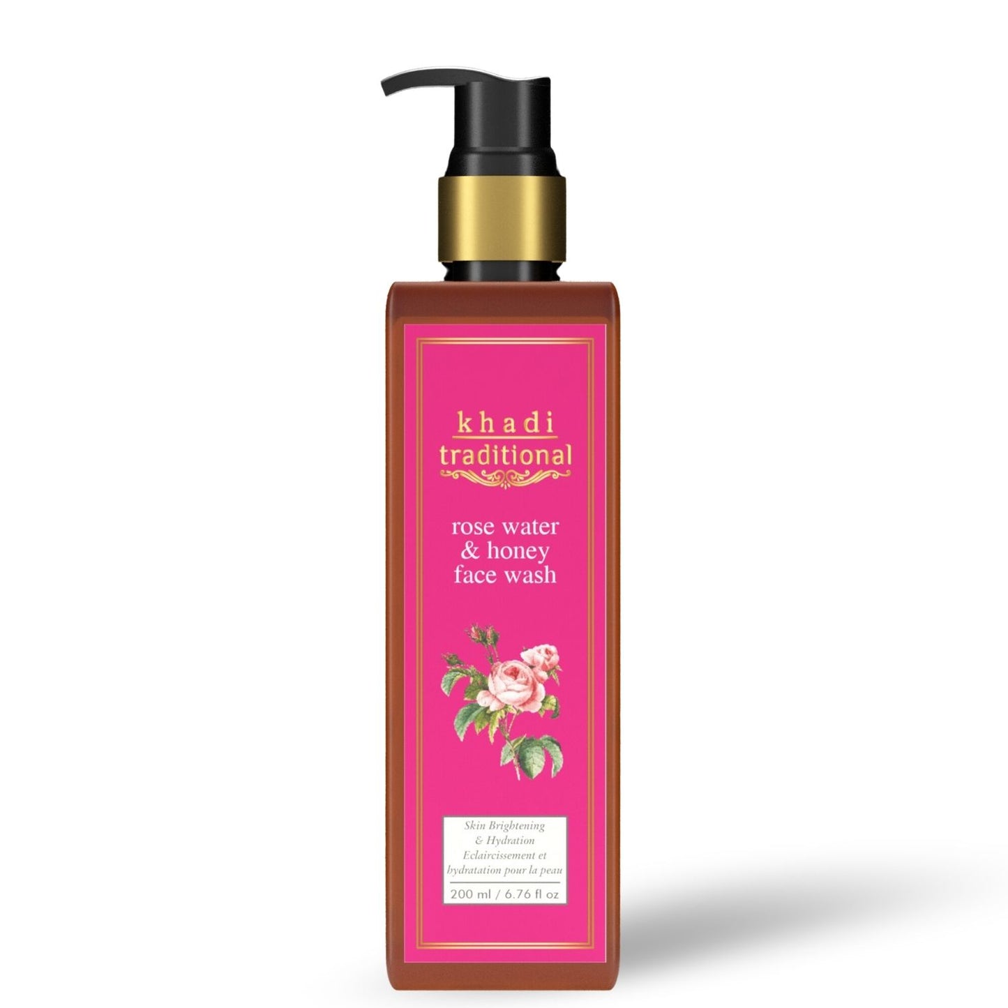 Khadi Traditional Rosewater & Honey Gentle Face Wash for All Skin Types, Natural Face Cleanser for Glowing Skin (SLS & Paraben Free) - 200 ml