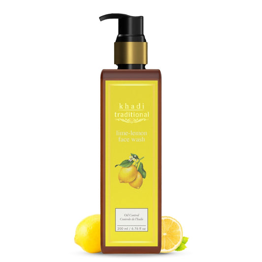 Khadi Traditional Lime & Lemon Gentle Face Wash for All Skin Types, Natural Face Cleanser for Glowing Skin (SLS & Paraben Free) - 200 ml