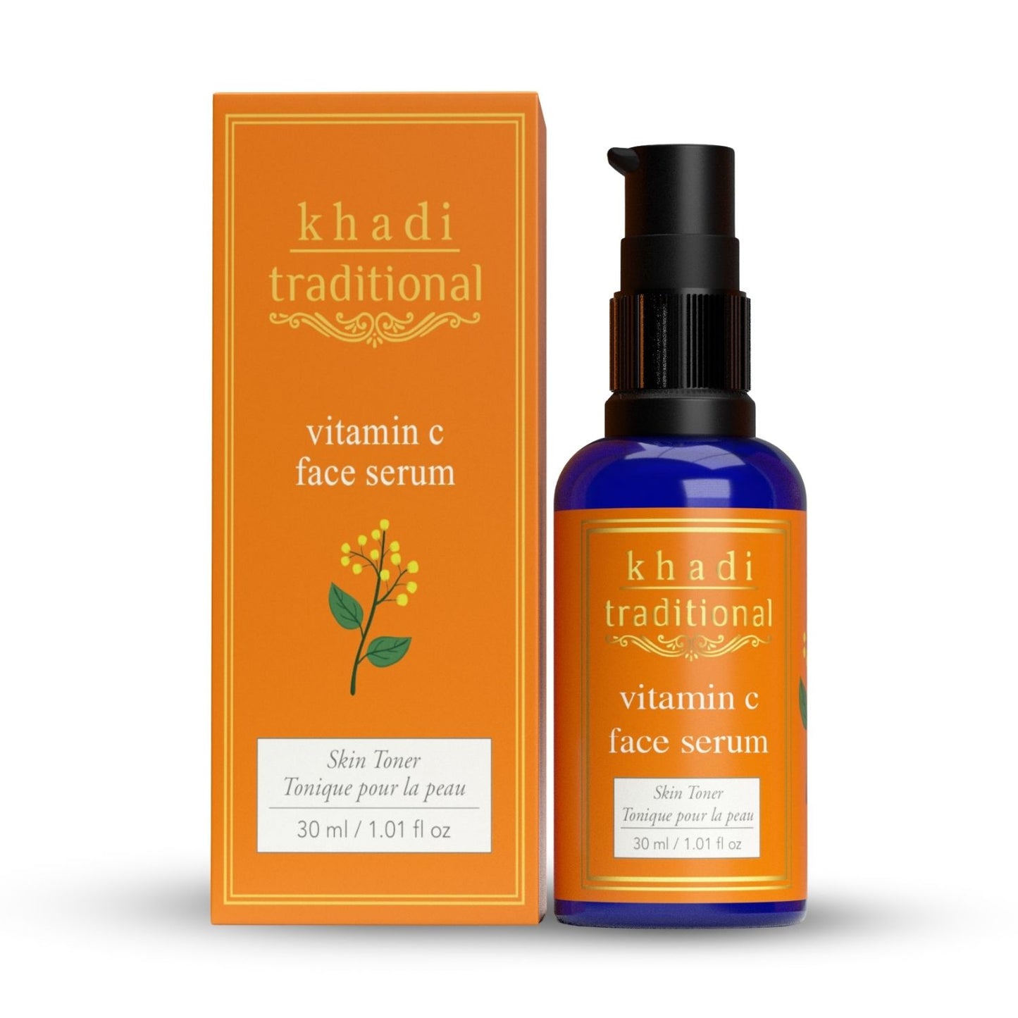Khadi Traditional 20% Vitamin C Brightening Face Serum for Glowing Skin, Reduces Dark Spots & Pigmentation (All Skin Types) - 30 ml