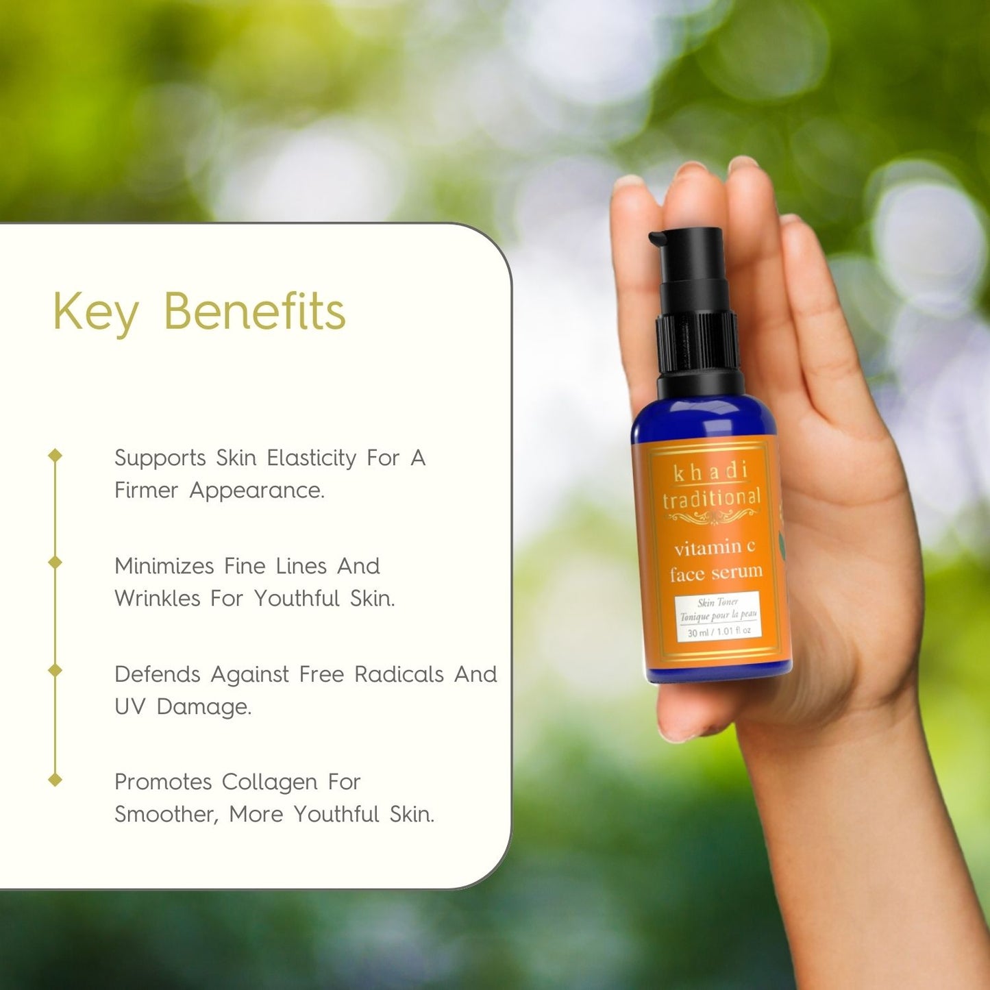 Khadi Traditional 20% Vitamin C Brightening Face Serum for Glowing Skin, Reduces Dark Spots & Pigmentation (All Skin Types) - 30 ml