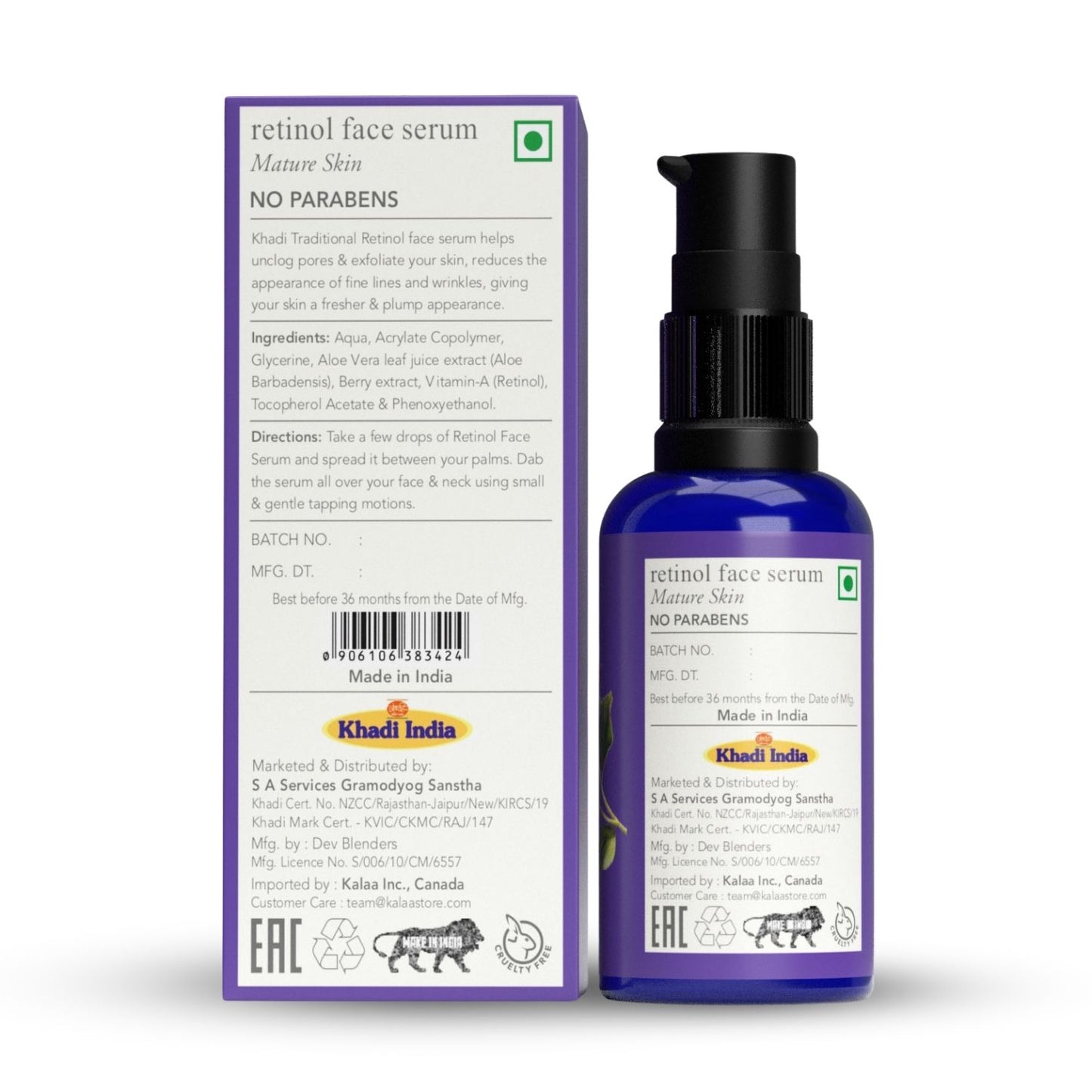 Khadi Traditional Retinol 2% Anti-Aging Face Serum, Repairs & Renews Skin, Reduces Wrinkles & Fine Lines, Boosts Collagen & Elastin (All Skin Types) - 30 ml