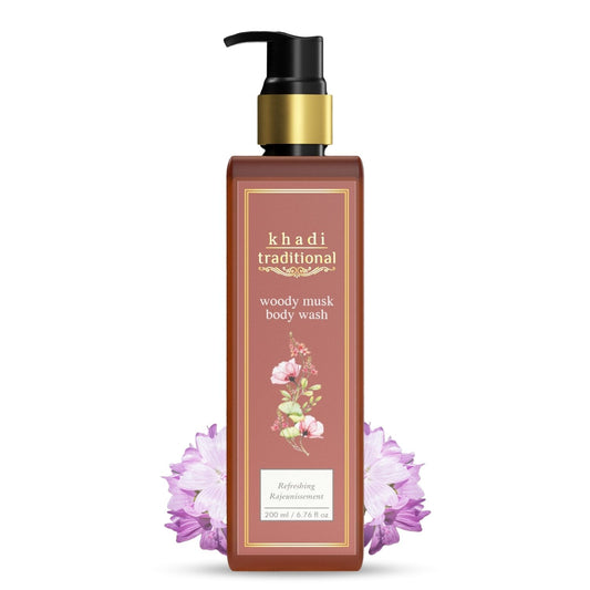 Khadi Traditional Woody Musk Body Wash, Natural Body Cleanser for Deep Cleansing & Intense Hydration (SLS & Paraben Free) - 200 ml