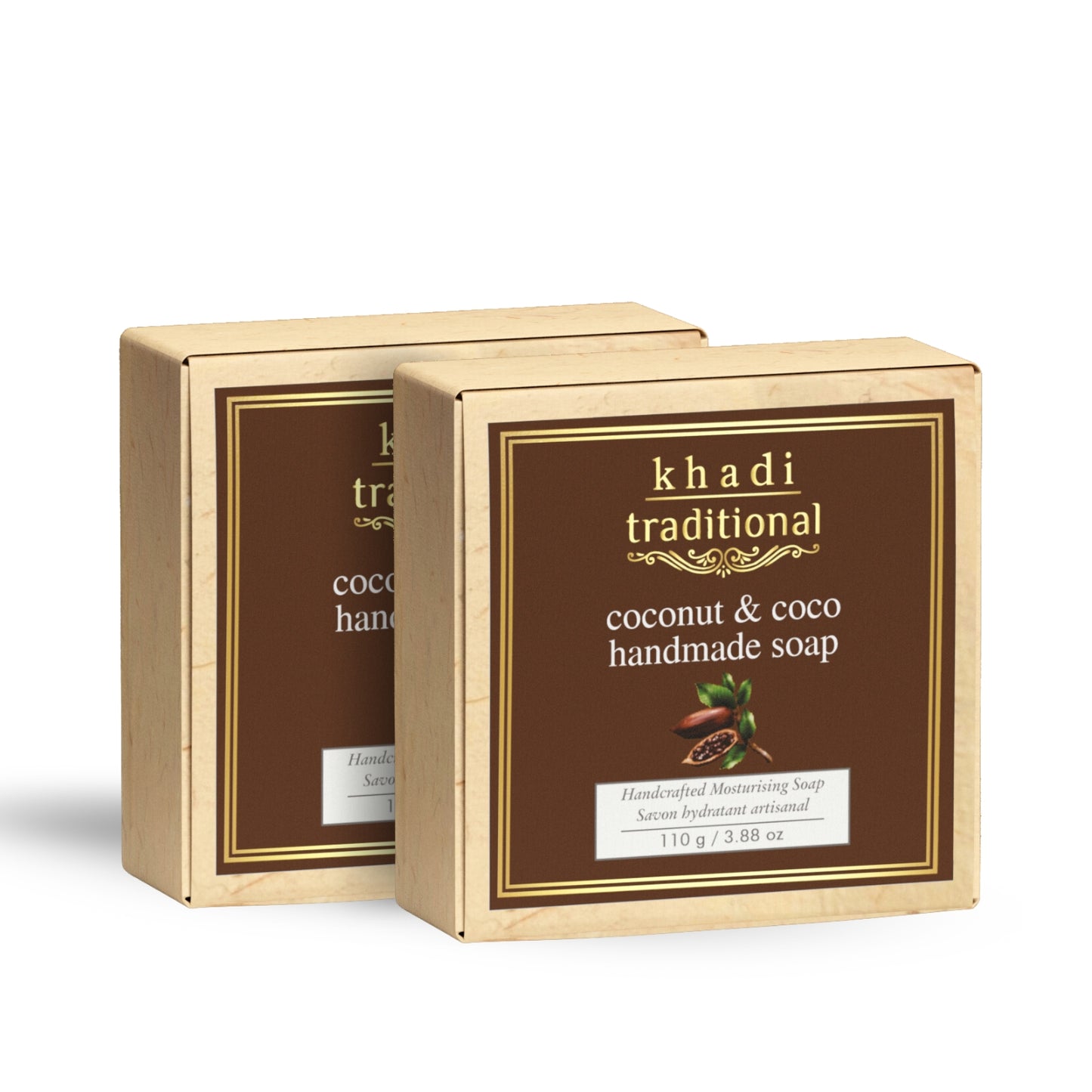 Khadi Traditional Coconut & Coco Handmade Soap | Herbal Bathing Soap for Hydrated Skin | Natural Soap with Essential Oils | Suitable for All Skin Types (110 gm)
