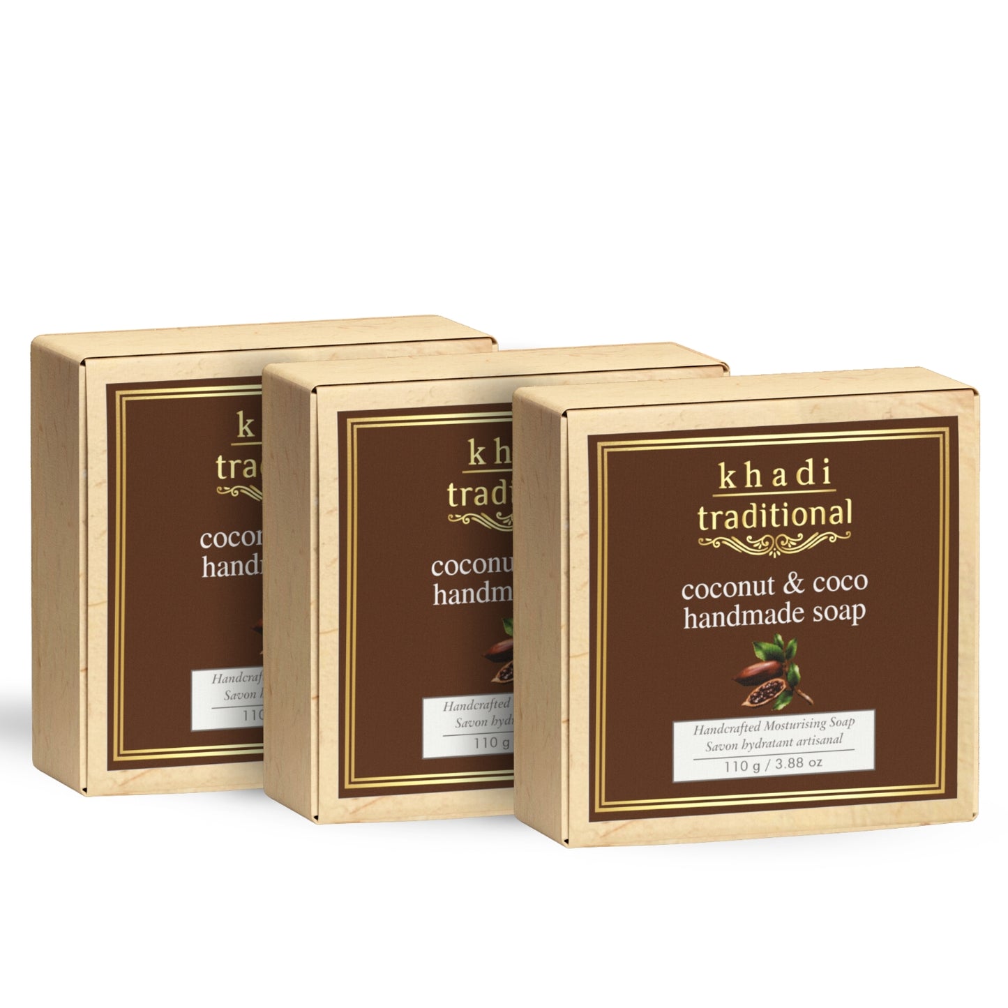 Khadi Traditional Coconut & Coco Handmade Soap | Herbal Bathing Soap for Hydrated Skin | Natural Soap with Essential Oils | Suitable for All Skin Types (110 gm)