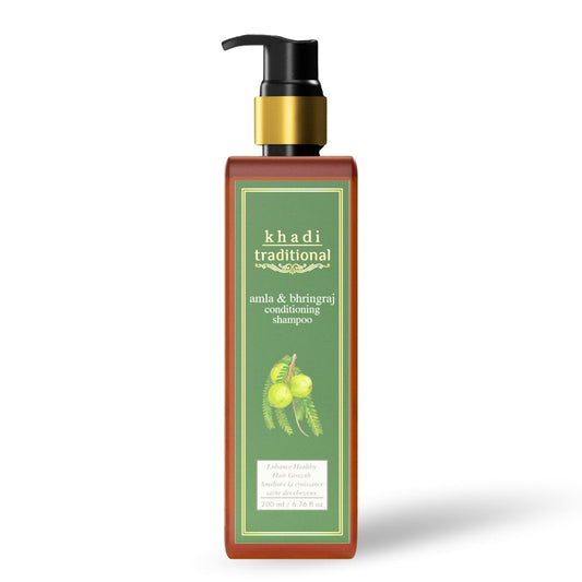 Khadi Traditional Amla & Bhringraj Hair Shampoo for Women & Men | Strengthen & Smooth Dry and Frizzy Hair(200ml)