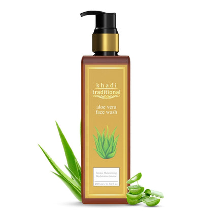 Khadi Traditional Aloe Vera Intense Moisturizing Face Wash, Natural Organic Face Cleanser for Hydrated Skin, Paraben & SLS Free (200 ml)