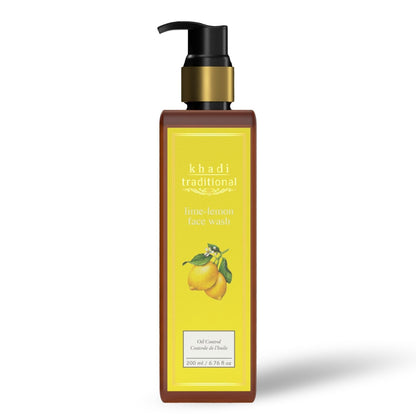 Khadi Traditional Lime-Lemon Face Wash for Dry Skin | Natural Organic Face Wash for Healthy Skin | Paraben & SLS Free (200 ml)