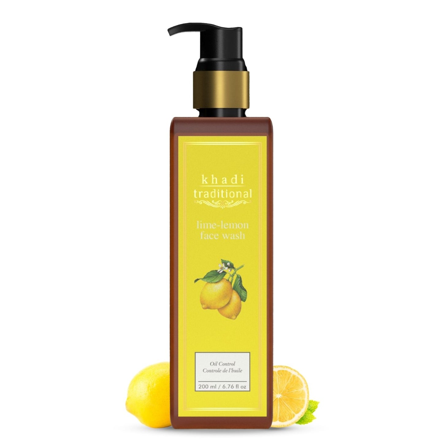 Khadi Traditional Lime-Lemon Face Wash for Dry Skin | Natural Organic Face Wash for Healthy Skin | Paraben & SLS Free (200 ml)