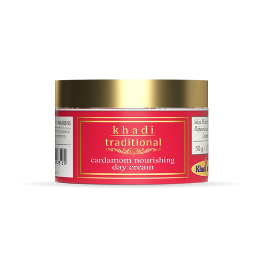 Khadi Traditional Moisturizer Day Nourshing Cream for Dry Skin, Intense Hydration and Softness, Day Moisturizing Cream for Women And Men, Cardamom, Aloe Vera, Castor Oil & Glycerin Extract, 50gm