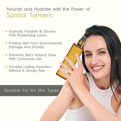 Khadi Traditional Moisturising Lotion with Sandal & Turmeric | Soothing & Nourishing Body Lotion for Men & Women | Paraben & Silicone Free | Suitable for All Skin Types | 200ml