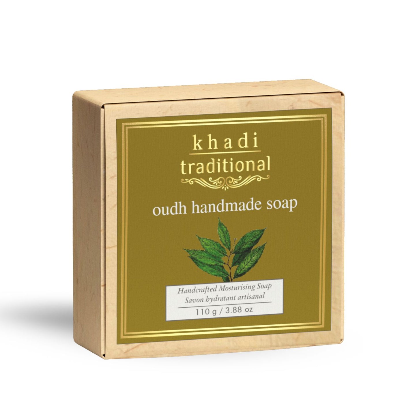 Khadi Traditional Oudh Handmade Soap | Herbal Bathing Soap for Hydrated Skin | Natural Soap with Essential Oils | Suitable for All Skin Types (110 gm)