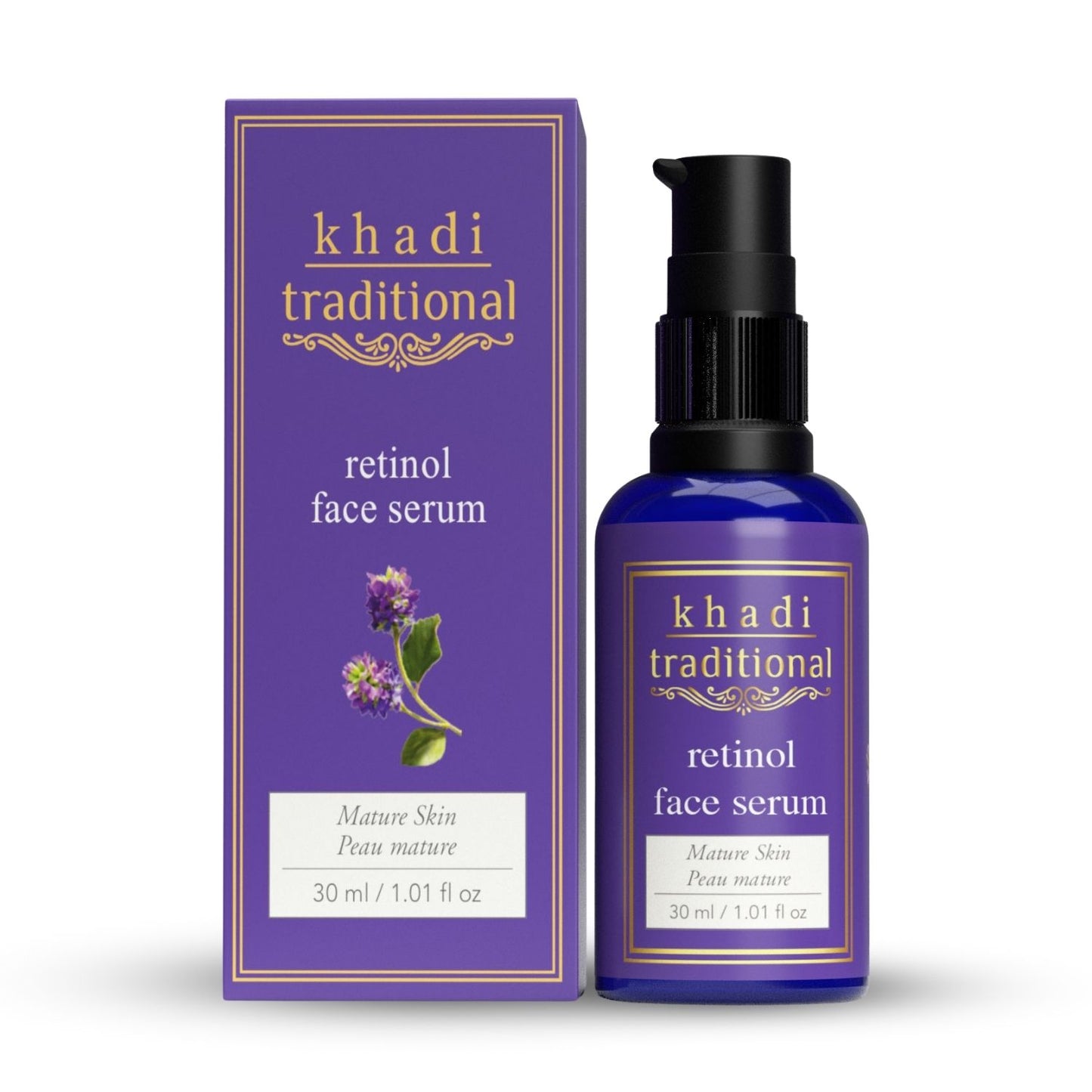 Khadi Traditional Retinol Face Serum | Hydrates & Repairs Skin | Boosts Collagen & Elastin | Smooths Wrinkles | Suitable for All Skin Types (30 ml)