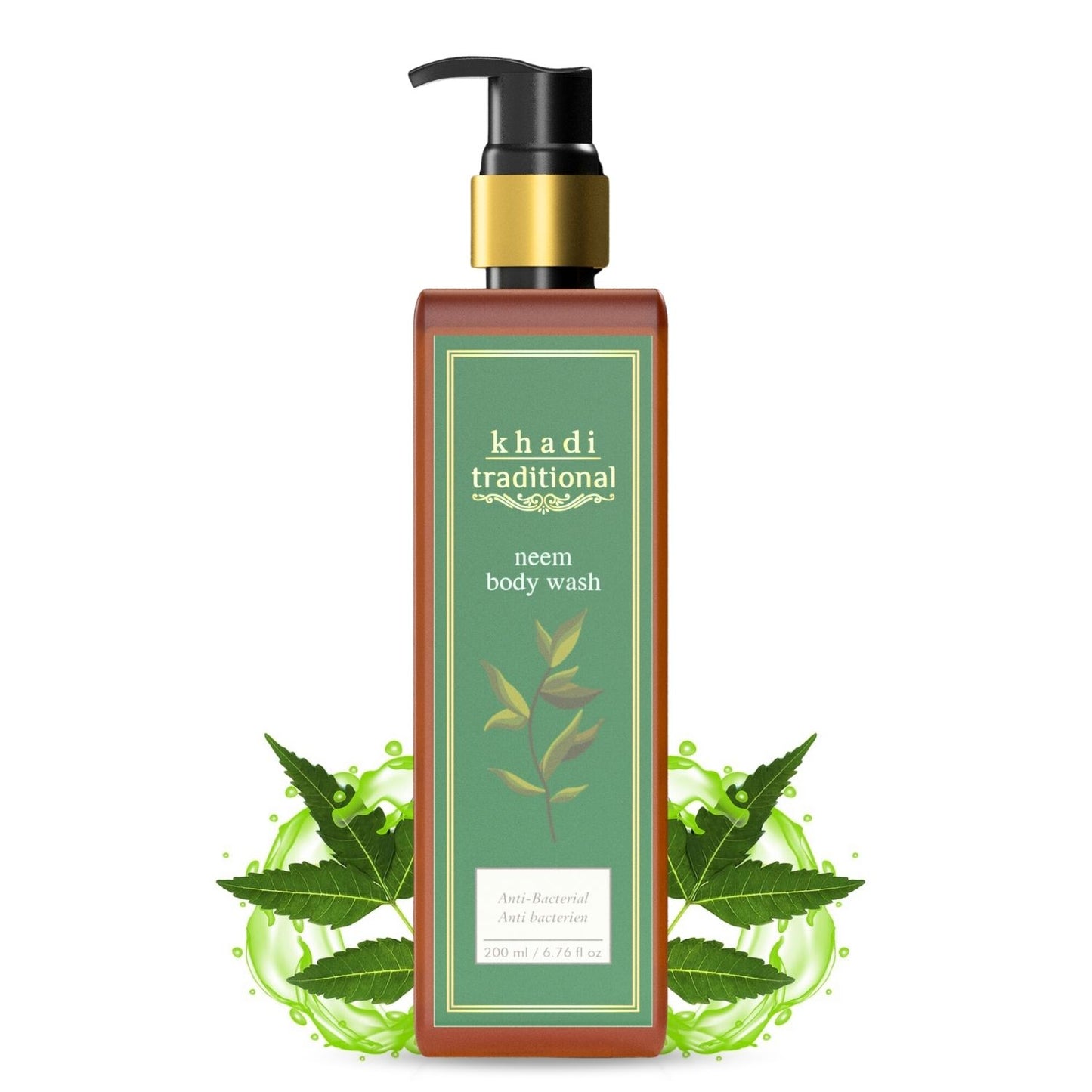 Khadi Traditional Neem Body Wash | Gentle Shower Gel for Healthy Skin | Calms Sunburns & Softens Skin | Sulfate & Paraben Free | Suitable for All Skin Types (200 ml)