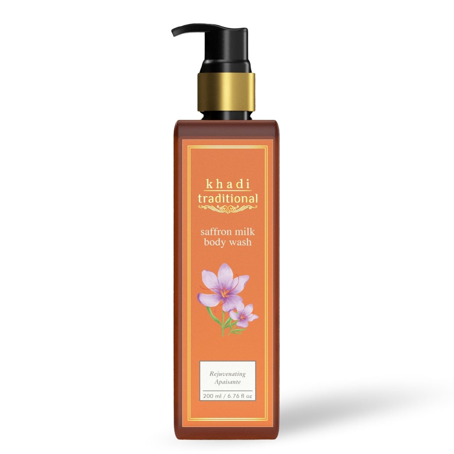 Khadi Traditional Saffron & Milk Body Wash for Women & Men | Brighten & Nourish for Soft and Radiant Skin (200ml)