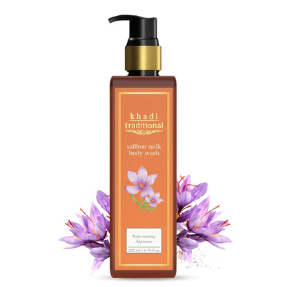 Khadi Traditional Saffron & Milk Body Wash for Women & Men | Brighten & Nourish for Soft and Radiant Skin (200ml)