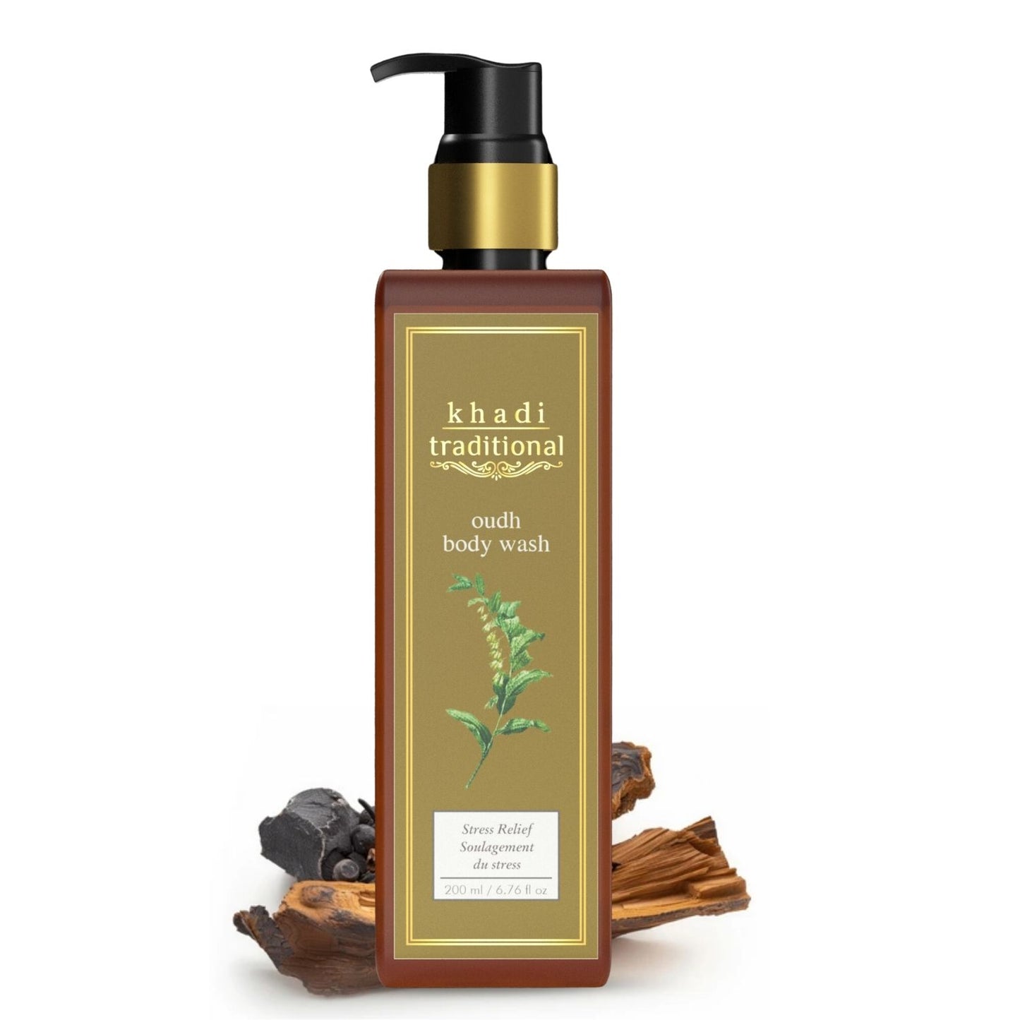 Khadi Traditional Oudh Body Wash | Gentle Shower Gel for Healthy Skin | Calms Sunburns & Softens Skin | Sulfate & Paraben Free | Suitable for All Skin Types (200 ml)