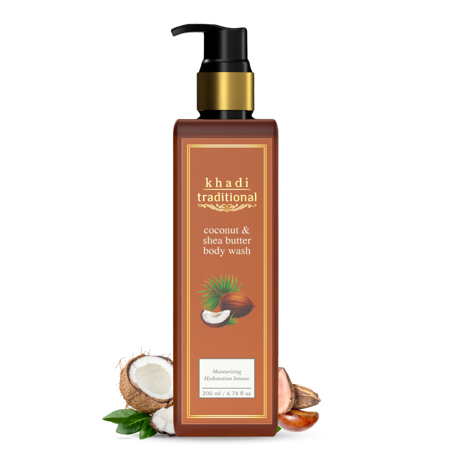 Khadi Traditional Coconut & Shea Butter Body Wash | Gentle Shower Gel for Healthy Skin | Calms Sunburns & Softens Skin | Sulfate & Paraben Free | Suitable for All Skin Types (200 ml)