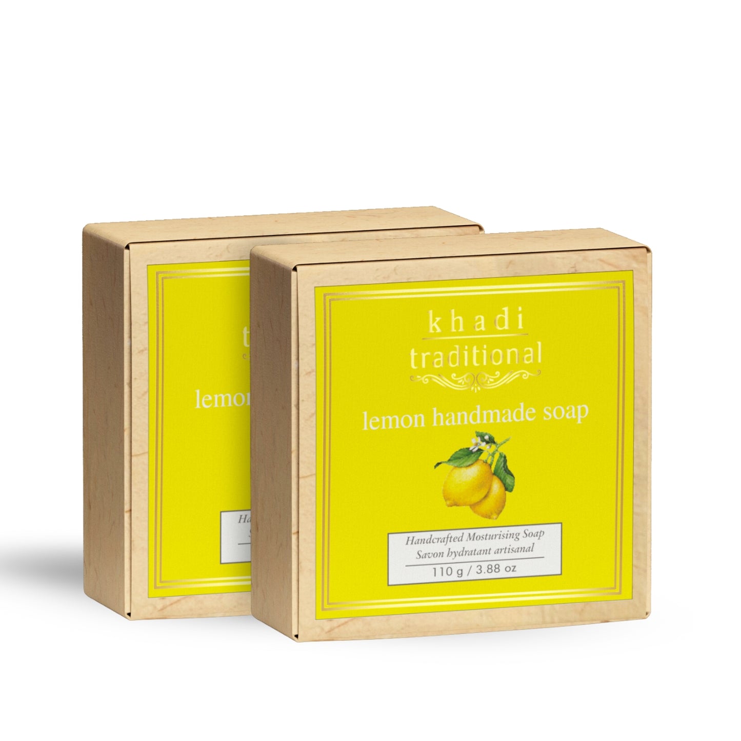 Khadi Traditional Lemon Handmade Soap | Herbal Bathing Soap for Hydrated Skin | Natural Soap with Essential Oils | Suitable for All Skin Types (110 gm)