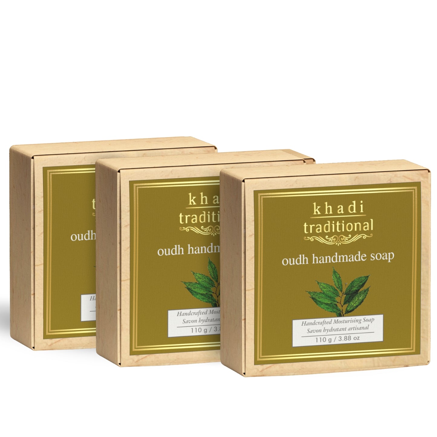 Khadi Traditional Oudh Handmade Soap | Herbal Bathing Soap for Hydrated Skin | Natural Soap with Essential Oils | Suitable for All Skin Types (110 gm)